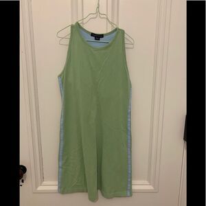 Lands end green w/blue stripe dress 12